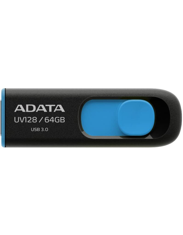 MEMORIE USB 3.2 ADATA 64 GB, retractabila, carcasa plastic, negru / albastru, "AUV128-64G-RBE" (timbru verde 0.03 lei)