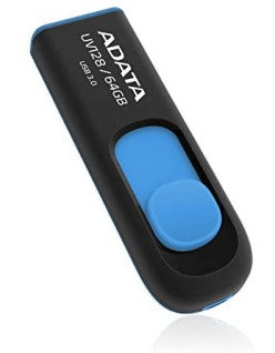 MEMORIE USB 3.2 ADATA 64 GB, retractabila, carcasa plastic, negru / albastru, "AUV128-64G-RBE" (timbru verde 0.03 lei)