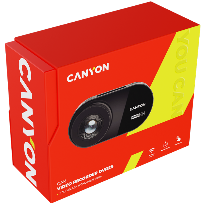 CANYON car recorder DVR25 WQHD 2.5K 1440p Wi-Fi Black