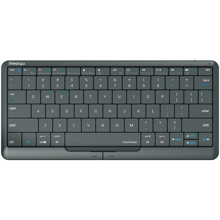 Prestigio Click&Touch 2, wireless multimedia smart keyboard with touchpad embedded into keys, auto-switch between keyboard and t