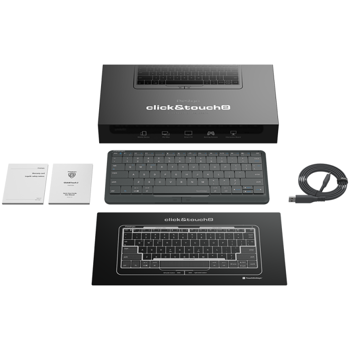 Prestigio Click&Touch 2, wireless multimedia smart keyboard with touchpad embedded into keys, auto-switch between keyboard and t
