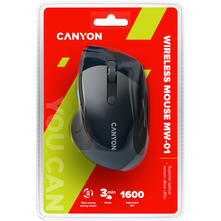 CANYON mouse MW-01 BlueLED Wireless Blue Grey