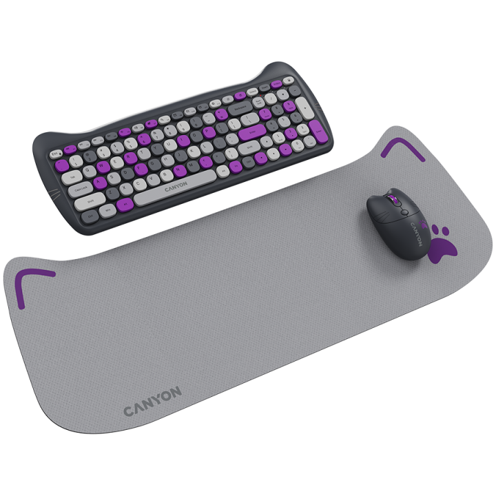 CANYON HSET-W6 EN Keyboard+Mouse Kitty Edition AAA+АА Wireless Violet