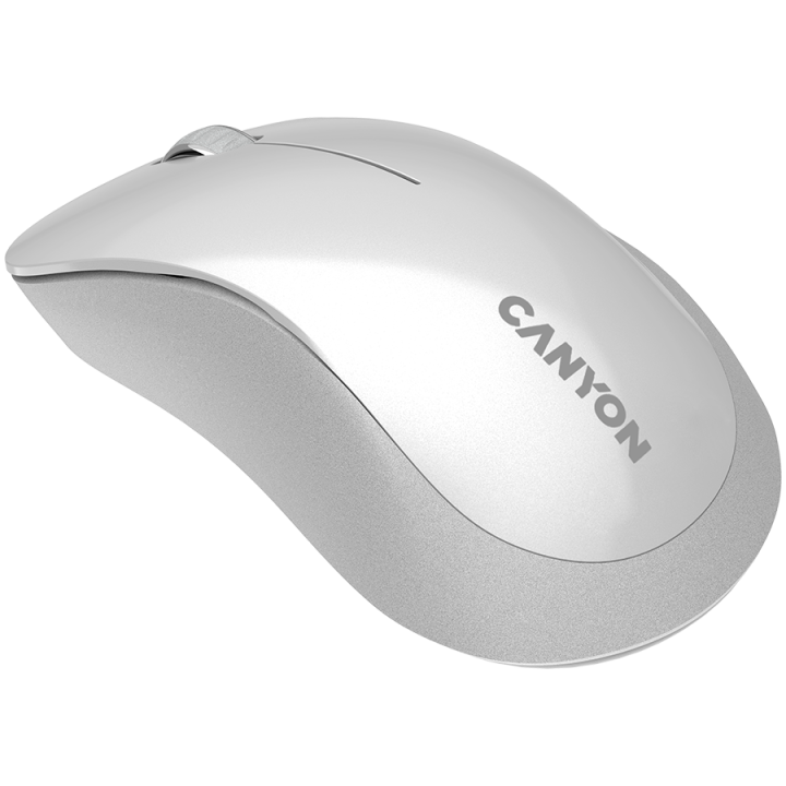 CANYON MW-11, 2.4 GHz Wireless mouse ,with 3 buttons, DPI 1200, Battery:AAA*2pcs ,pearl white grey67*109*38mm 0.063kg