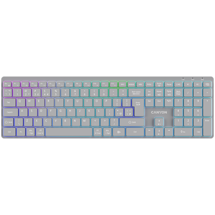 CANYON keyboard HKB-W11 UK/US RGB Dual Mode Wireless Grey