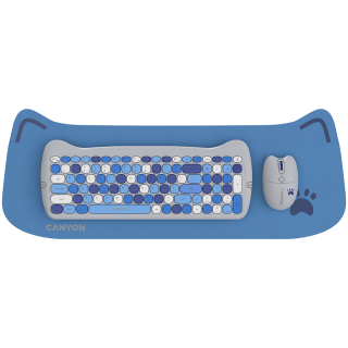 CANYON HSET-W6 EN Keyboard+Mouse Kitty Edition AAA+АА Wireless Blue