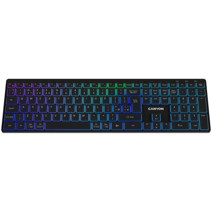 CANYON keyboard HKB-W11 UK/US RGB Dual Mode Wireless Black