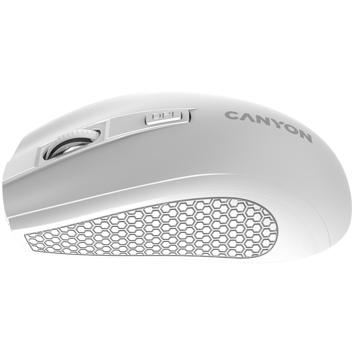 CANYON MW-7, 2.4Ghz wireless mouse, 6 buttons, DPI 800/1200/1600, with 1 AA battery ,size 110*60*37mm,58g,white