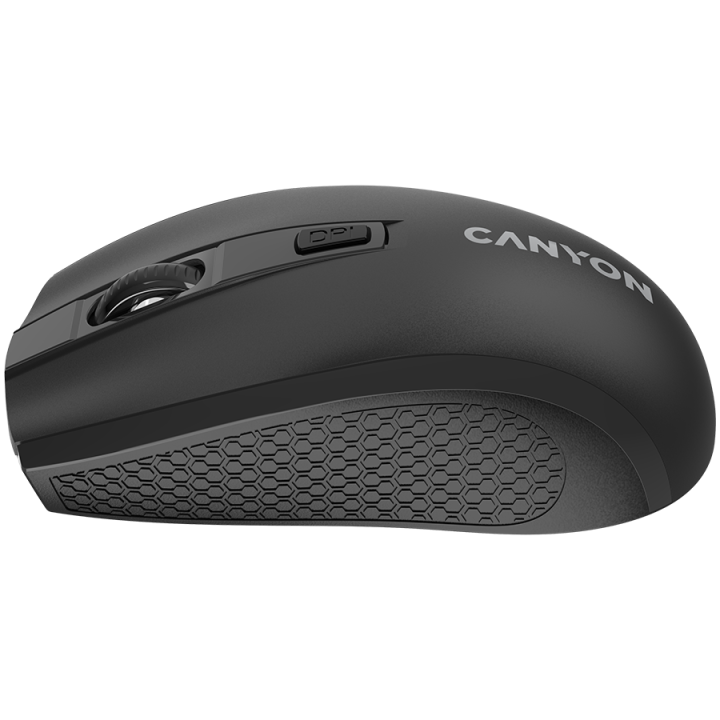 CANYON MW-7, 2.4Ghz wireless mouse, 6 buttons, DPI 800/1200/1600, with 1 AA battery ,size 110*60*37mm,58g,black