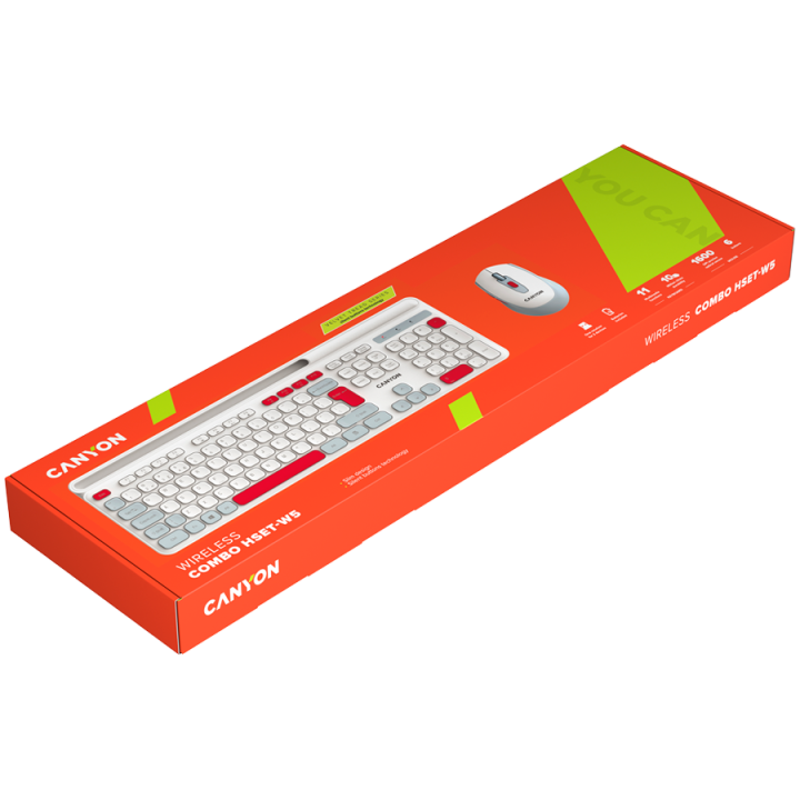 CANYON HSET-W5 EN Keyboard+Mouse AAA+AA Wireless White