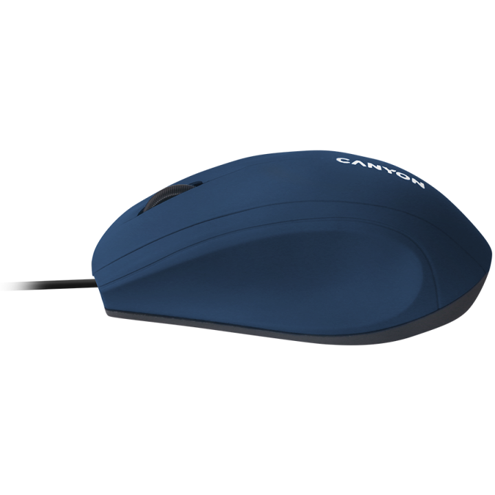 CANYON M-05, Wired Optical Mouse with 3 keys, DPI 1000 With 1.5M USB cable,Blue,size72*108*40mm weight:0.077kg