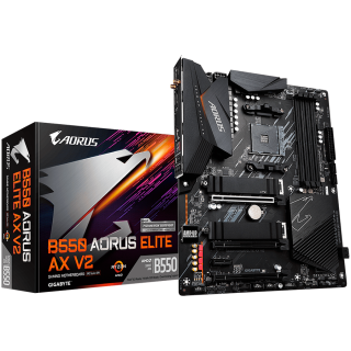 Gigabyte Main Board desktop B550 AORUS ELITE AX V2 (AM4, 4xDDR4, 3xPCIe x16, 1xPCIe X1, 2xM.2, 4xSATAIII, RAID, 2xUSB3.2 Gen2, 5