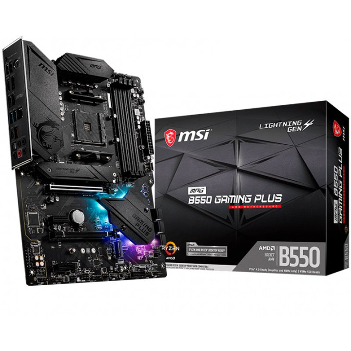 MSI MPG B550 GAMING PLUS,ATX,Socket AM4,AMD B550 Chipset,4 DIMMs,Dual Channel DDR4 up to 4400+(OC)MHz,1x PCIe 4.0/ 3.0 x16 slot,