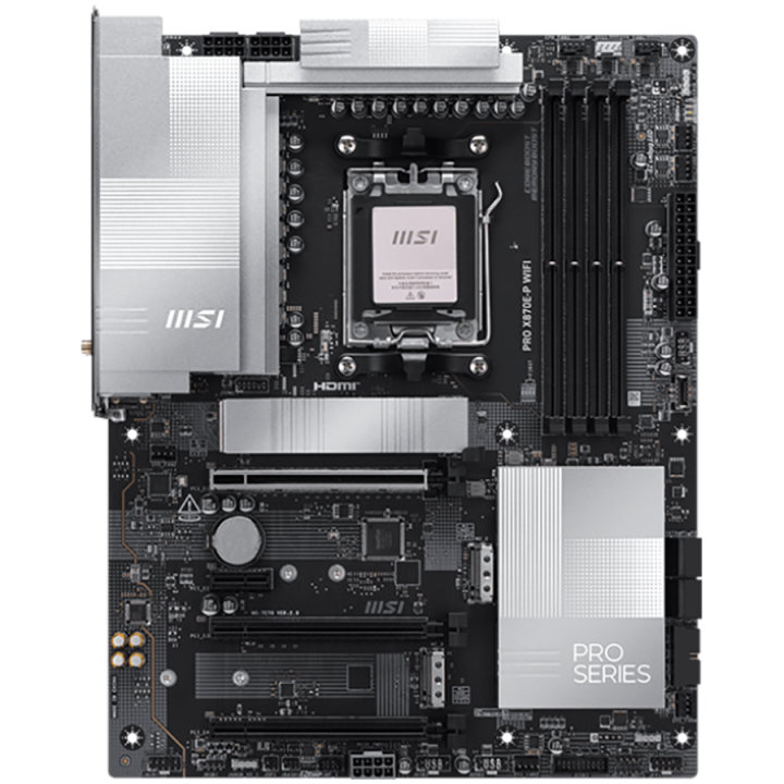 MSI PRO X870E-P WIFI, ATX, Socket AM5, 4x DDR5 Dual Channel DDR5 up to 8200(OC)MHz, 3x PCIe x16 slot, 3x M.2 slot, 4x USB 2.0, 2