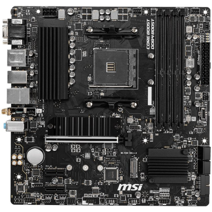 MSI B550M PRO-VDH WIFI,m-ATX,Socket AM4,AMD B550 Chipset,4 DIMMs,Dual Channel DDR4 up to 4400+(OC)MHz,1x PCIe 4.0/3.0 x16 slot,2