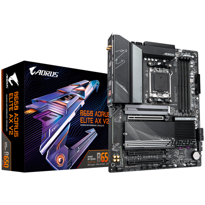 GIGABYTE MB B650 AORUS ELITE AX V2 (AM5, 4x DDR5, 1x PCI-E 4.0 x16x16, 2x PCI-E 3.0 x16x1, 3x M.2, 4x SATA, 1xHDMI, 1xDP, WiFI 6