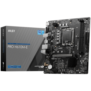 MSI PRO H610M-E, mATX, LGA 1700, Dual Channel DDR5 5600+MHz, 1x PCIe x16 slot, 1x M.2 slot, 1x HDMI, 1x VGA, 2x USB 3.2 Gen 1, 4