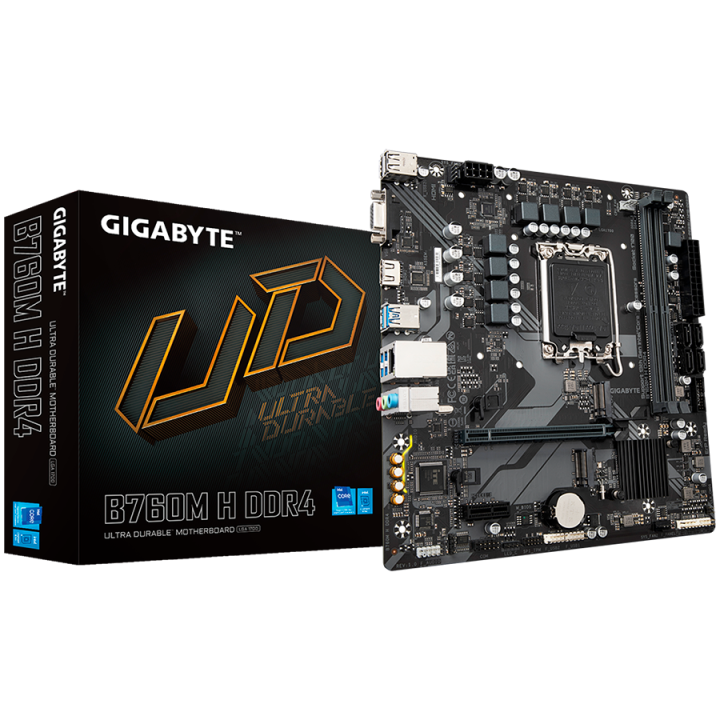 GIGABYTE Mainboard Desktop B760M H DDR4 (LGA1700, 2xDDR4, 1xDSub, 1xHDMI, GLAN, 1x PCI Express x16 PCIe 4.0, 1x PCI Express x1 P