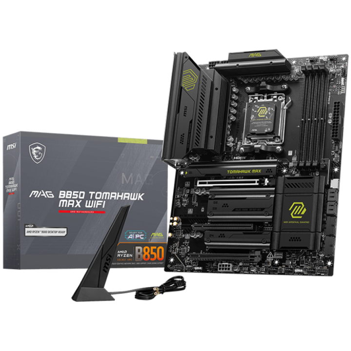 MSI MAG B850 TOMAHAWK MAX WIFI, ATX, Socket AM5, 4x DDR5 Dual Channel DDR5 up to 8400(OC)MHz, 3x PCIe 3.0 x16 slot, 4x M.2 slot,