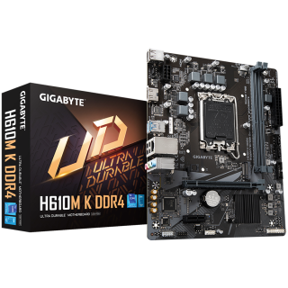 GIGABYTE Mainboard Desktop H610M K DDR4 (LGA1700, 2 x DDR4, 1xHDMI, GLAN, 1xPCI Express x16 4.0, 1xPCI Express x1 3.0, 1xM.2, 2x
