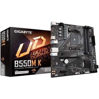 GIGABYTE MB B550M K 4 x DDR4 PCIe 3.0 2 x M.2 4 x SATA 1 x DisplayPort 1 x HDMI port Micro ATX