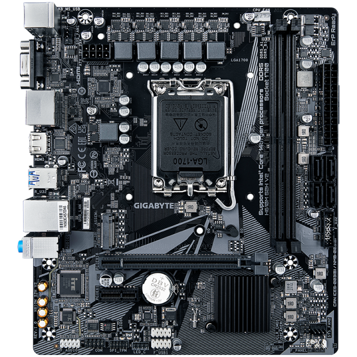 GIGABYTE MB H610M S2H V2 (LGA 1700, 2x DDR5 up to 64GB, 1x PCI-E x16x16, 1x PCI-Ex1, 4x SATA, 1x M.2, 4x USB 3.2 Gen1, 4x USB 2.