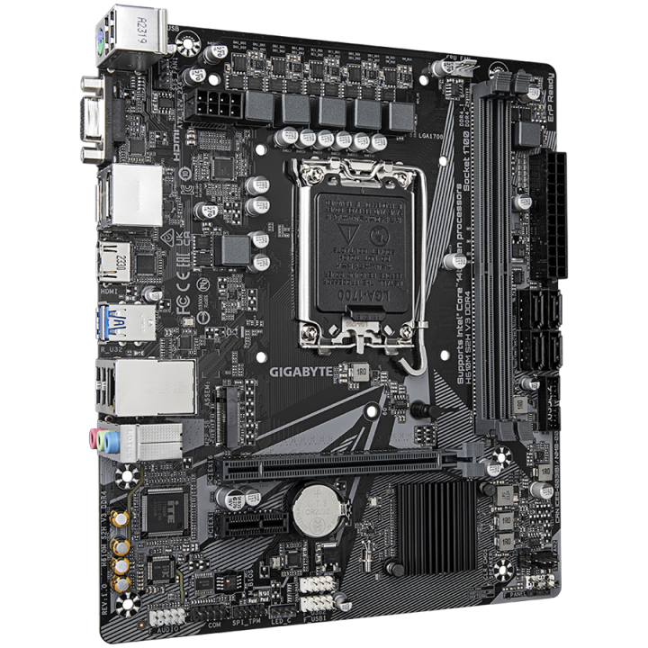 GIGABYTE MB H610M S2H V3 DDR4 LGA1700 2 x DDR4 1 x M.2 4 x SATA 1 x D-Sub 2 x DisplayPorts 1 x HDMI port Micro ATX