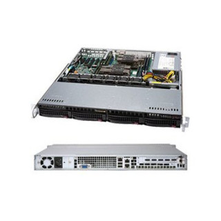 Supermicro 1.1U Chassis for motherboard support size: (12" x 10") (9.6" x 9.6"), 4 x 3.5" hot-swap SAS/SATA drive bay with SES2,