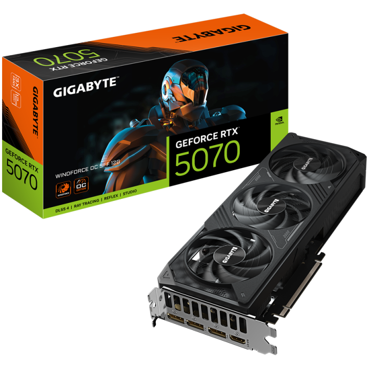 GIGABYTE Video Card NVIDIA GeForce RTX 5070 WINDFORCE OC SFF 12G (12GB GDDR7/192bit, PCI-E 5.0, Recommended PSU 750W, 16Pin Powe