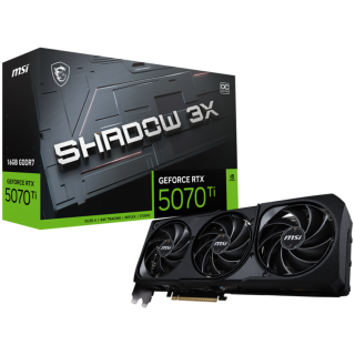MSI Video Card Nvidia GeForce RTX 5070 TI 16G SHADOW 3X OC (16GB GDDR7/256bit, PCI-E Gen5, 3x DP 2.1, 1x HDMI 2.1, 1x 16-pin Pow