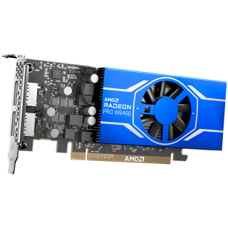 AMD GPU Radeon PRO W6400 4GB GDDR6 64bit, 7.07TFLOPS FP16, 128 GBps, PCI-E 4.0 x 4, 2x DP, Active cooling, half height, LP brack