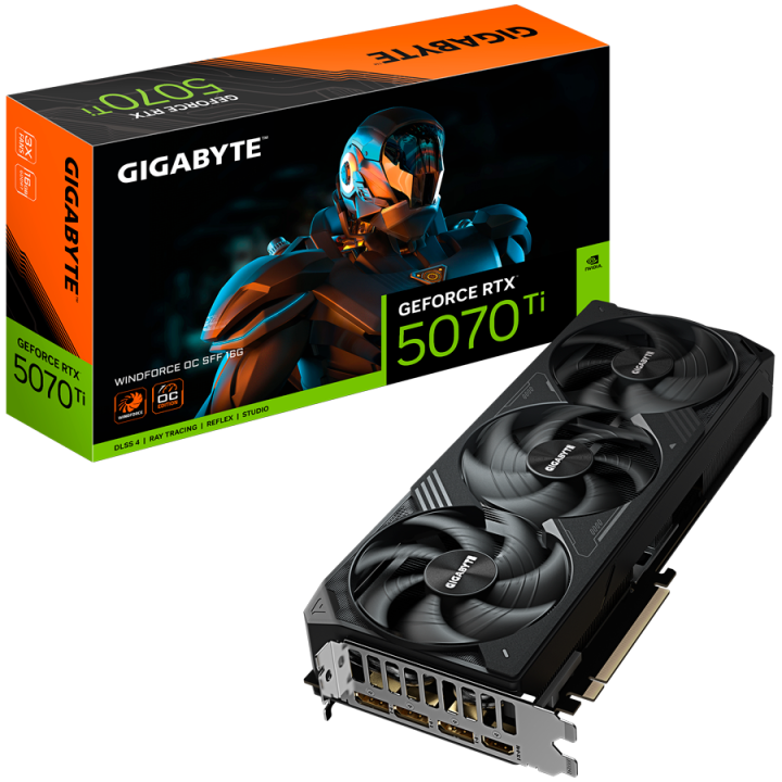 GIGABYTE Video Card NVIDIA GeForce RTX 5070 Ti WINDFORCE OC SFF 16G (16GB GDDR7/256bit, PCI-E 5.0, Recommended PSU 750W, 3xDP, 1