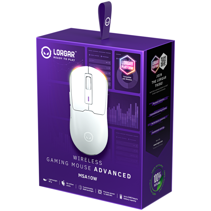 LORGAR MSA10W, Wireless Gaming Mouse Advanced, white