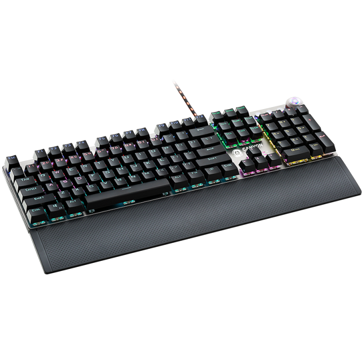CANYON Nightfall GK-7, Wired Gaming Keyboard,Black 104 mechanical switches,60 million times key life, 22 types of lights,Removab