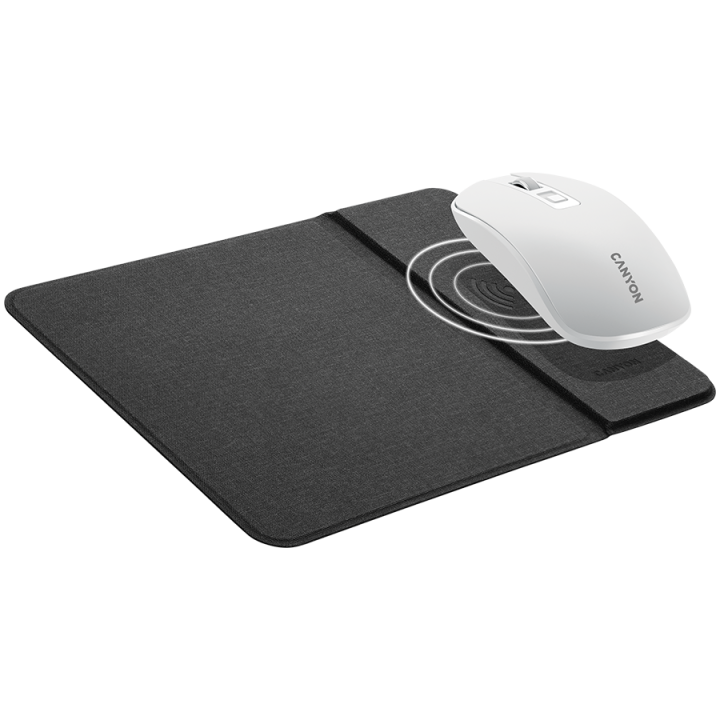 CANYON MP-W5, Mouse Mat with wireless charger, Input 5V/2A,9V2A Output 5W/7.5W/10W, 324*244*6mm, USB Type C cable length 1m, Bla