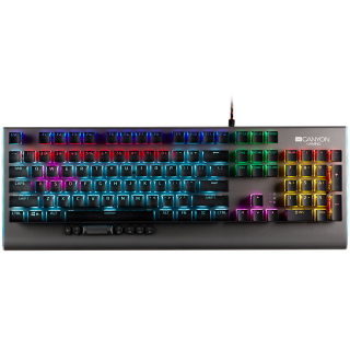 CANYON Interceptor GK-8, Wired multimedia gaming keyboard with lighting effect, 20pcs rainbow LED & 19pcs RGB light, Numbers 104