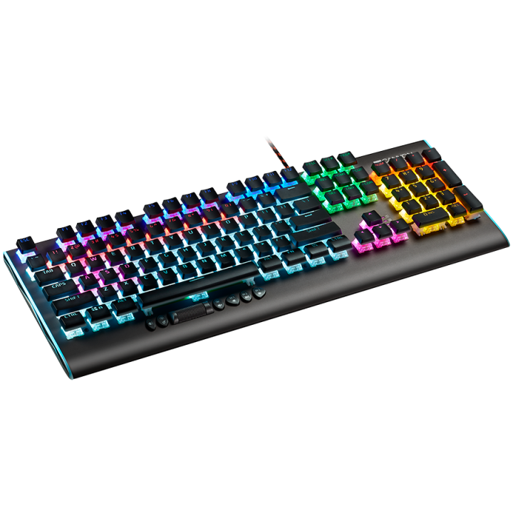 CANYON Interceptor GK-8, Wired multimedia gaming keyboard with lighting effect, 20pcs rainbow LED & 19pcs RGB light, Numbers 104