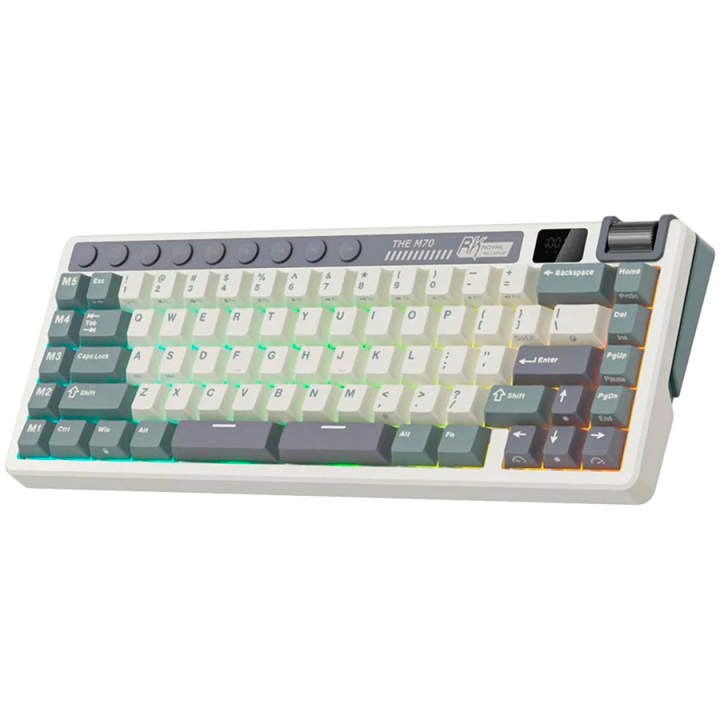 ROYAL KLUDGE RK M70 Cyan Purple Gaming Keyboard Cream switch