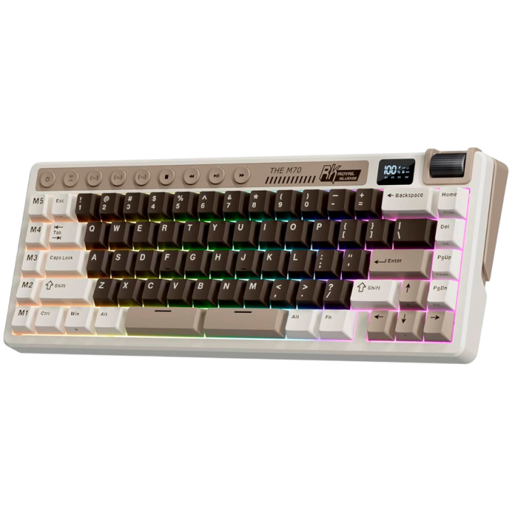 ROYAL KLUDGE RK M70 Mocha Grey Gaming Keyboard Beige switch