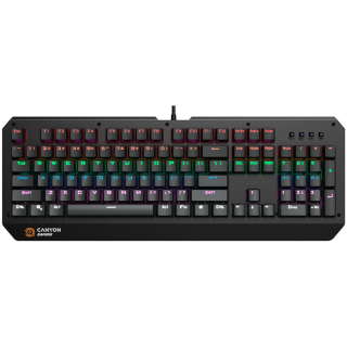 CANYON Hazard GK-6, Wired multimedia gaming keyboard with lighting effect, 108pcs rainbow LED, Numbers 104keys, EN double inject
