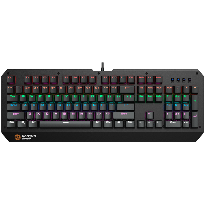 CANYON Hazard GK-6, Wired multimedia gaming keyboard with lighting effect, 108pcs rainbow LED, Numbers 104keys, EN double inject