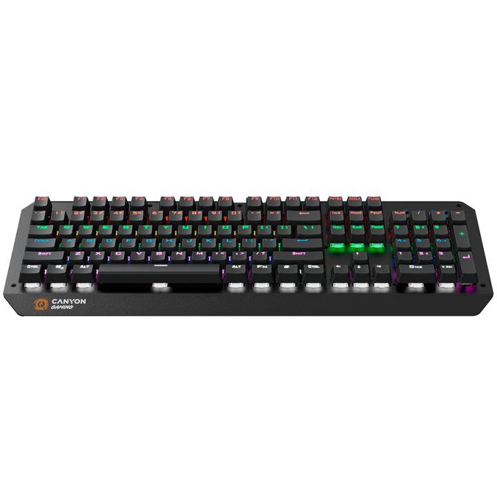 CANYON Hazard GK-6, Wired multimedia gaming keyboard with lighting effect, 108pcs rainbow LED, Numbers 104keys, EN double inject