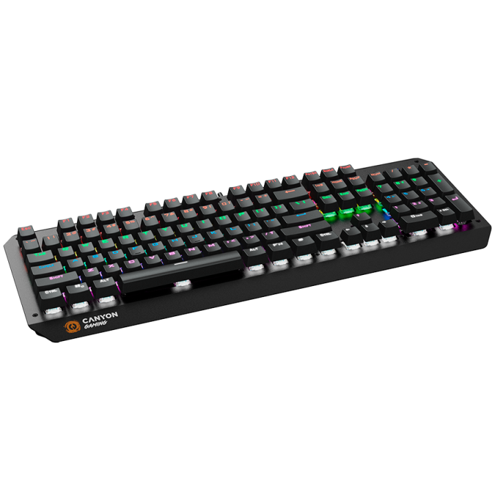 CANYON Hazard GK-6, Wired multimedia gaming keyboard with lighting effect, 108pcs rainbow LED, Numbers 104keys, EN double inject