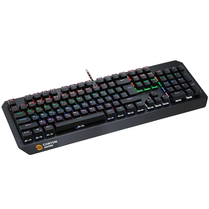 CANYON Hazard GK-6, Wired multimedia gaming keyboard with lighting effect, 108pcs rainbow LED, Numbers 104keys, EN double inject