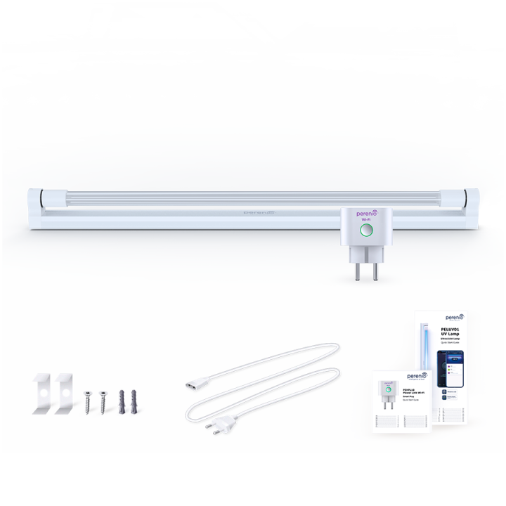 A kit consisting of PEHPL10 Smart Power Plug and PELUV01 UV lamp. Used to desinfect working and residential premises with remote