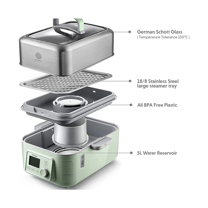 BUYDEEM Multi function Digital Food Steamer, model G564, color Cozy Greenish, EU