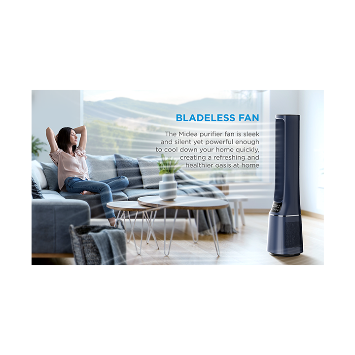 Bladeless Fan & air purifier, Smart WiFi, digital with IOT and remote, H13 HEPA filter, 10 speeds, wide oscillation, ION mode, u
