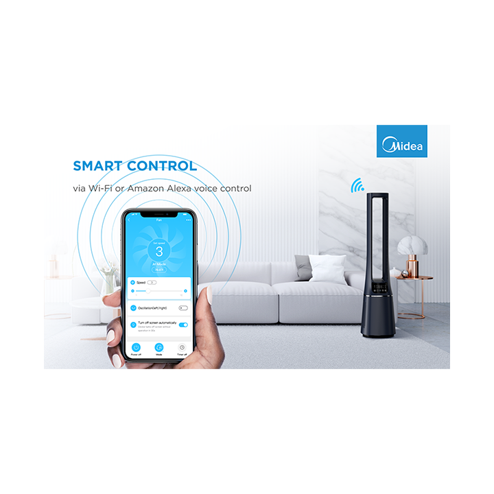 Bladeless Fan & air purifier, Smart WiFi, digital with IOT and remote, H13 HEPA filter, 10 speeds, wide oscillation, ION mode, u