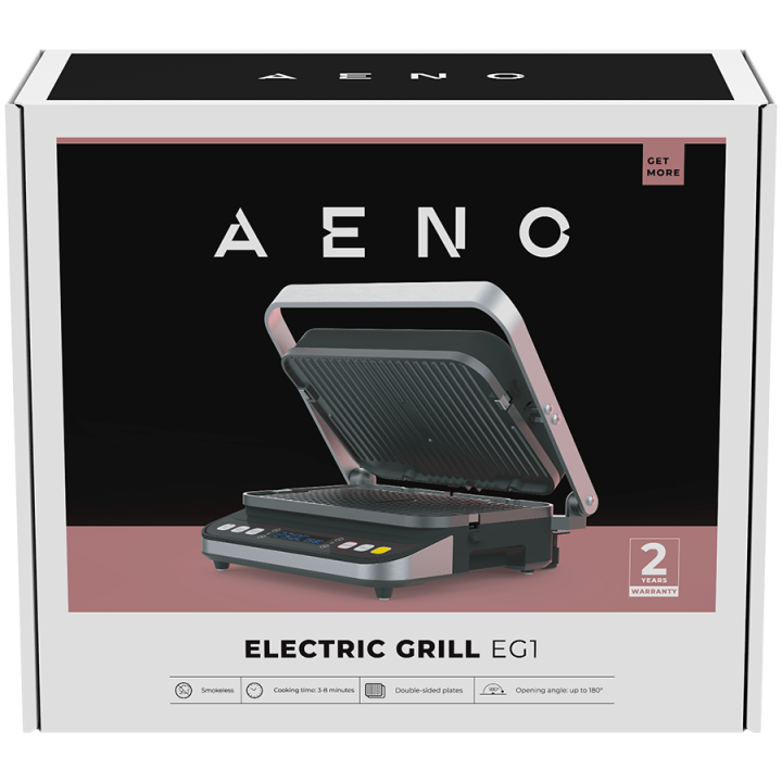 AENO ''Electric Grill EG1: 2000W, 3 heating modes - Upper Grill, Lower Grill, Both Grills Defrost, Max opening angle -180°, Temp
