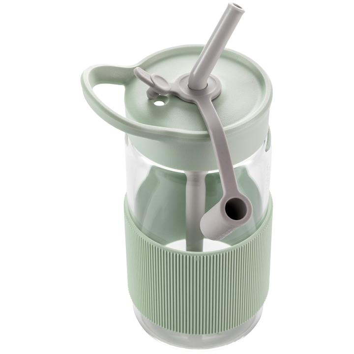 BUYDEEM Portable Glass Straw Bottle 500 ml, model CD1017, color Cozy Greenish